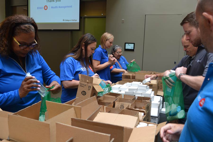 BMO employees gather donations for COD Fuel Pantry.