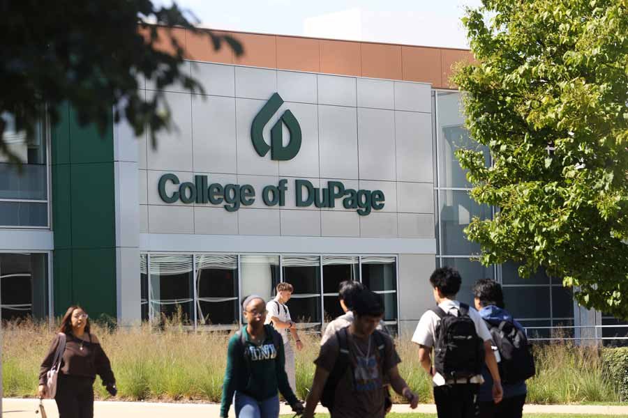 students walking outside campus