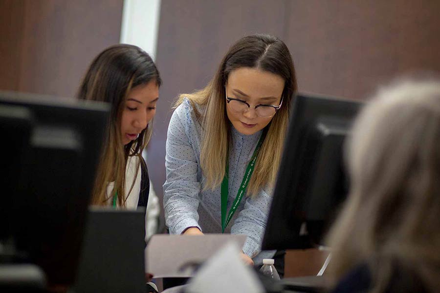 female student getting assistance