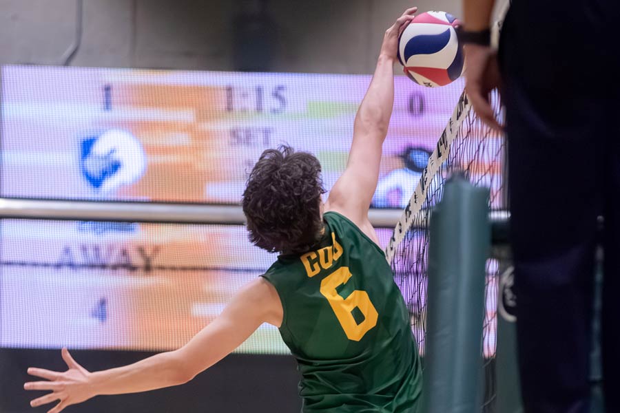 Volleyball player on defense.