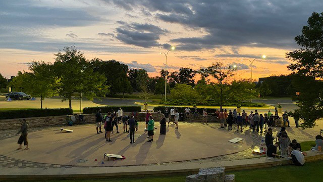 Photo of people playing games outdoors